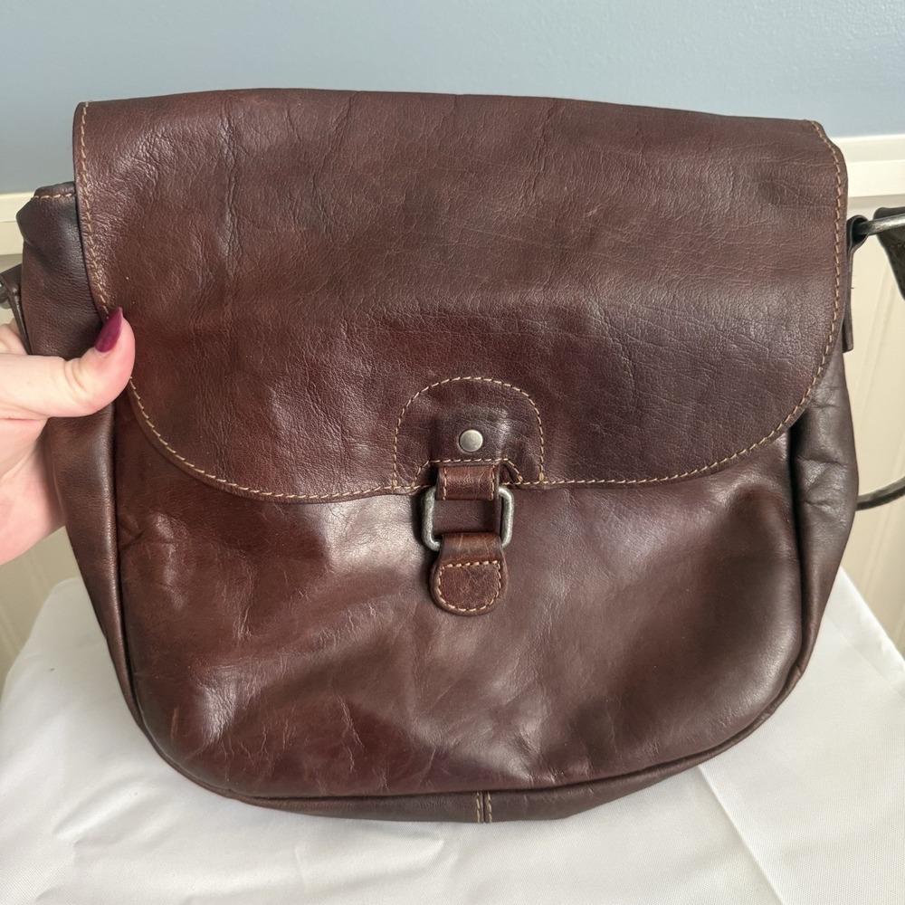 Jack Georges Voyager Messenger Leather Handbag Brown Crossbody Boho Bag Purse